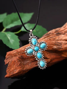 Turquoise Cross Pendant Necklace