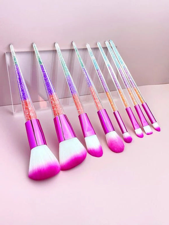 8 Pc Multi Colored Makeup Brush Set