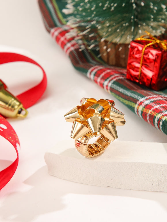 Gold Christmas Bow Ring