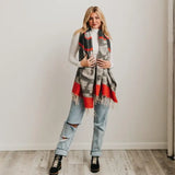 Lauren Red Stripe Leopard Scarf