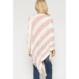 Chenille Soft Vintage Rose Poncho