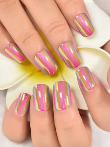 Multicolor Ombré Short Square Nail Set