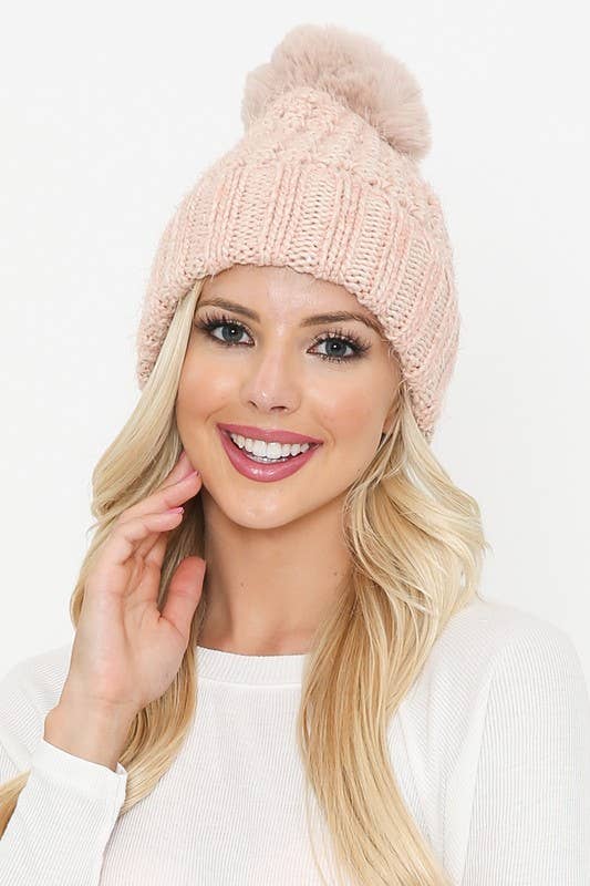 Blush Pom Beanie