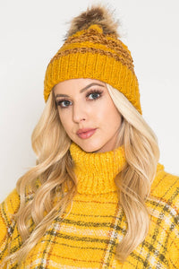 Mustard Pom Beanie