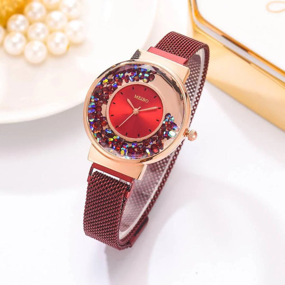 Luxury Women's Rhinestone Watch with Magnetic Buckle Closure