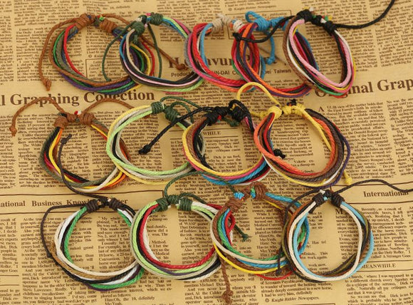 Hemp Rope Multi Color Pull Cord Bracelet