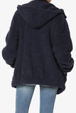 Soft Sherpa Hooded Zipper Front Jacket