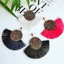 Boho Style Tassel Earring w/ Multi colored rhinestones