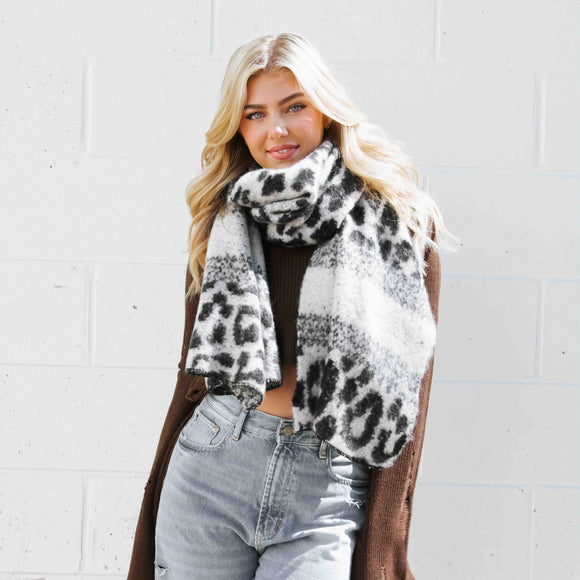 Finley Gray Leopard Scarf