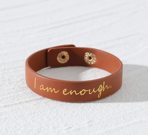 I AM ENOUGH Pu leather snap bracelet