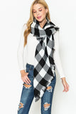 Buffalo Print Luxe Square Blanket Scarf w/ Frayed Edge